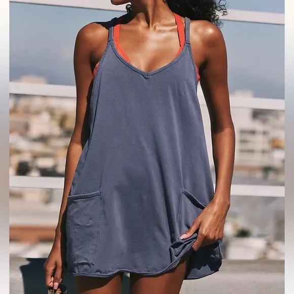Free People Hot Shot Mini Dress in Indigo - Picture 2 of 11
